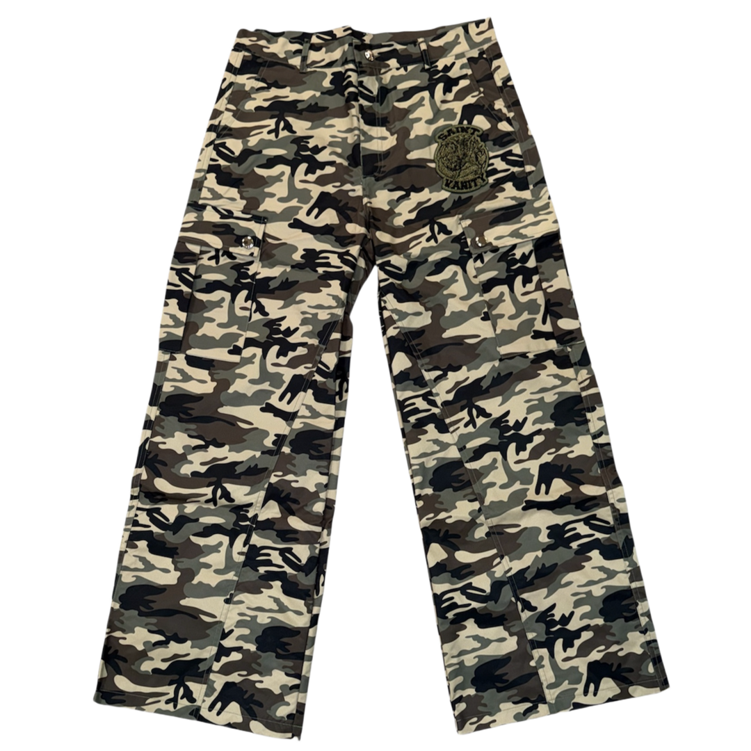 Saint Vanity 'Camo Green Patch' Nylon Cargo Pants