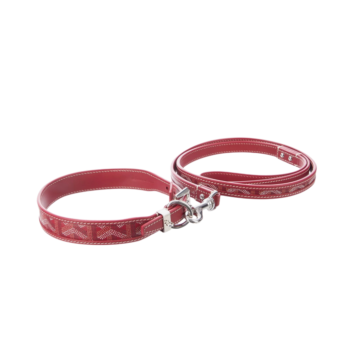 Goyard Edmond 'Red' Dog Collar and Leash