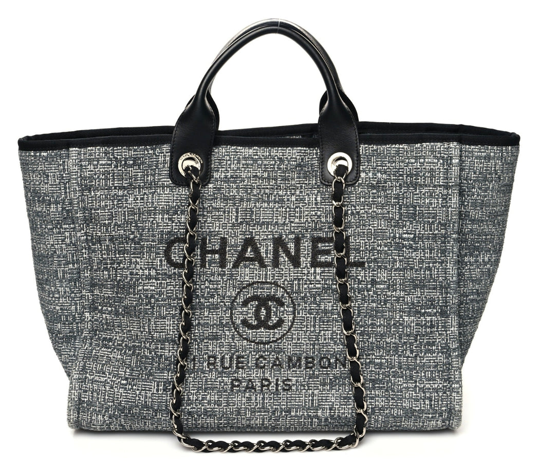 Chanel 'Charcoal' Deauville Canvas Small Tote Bag