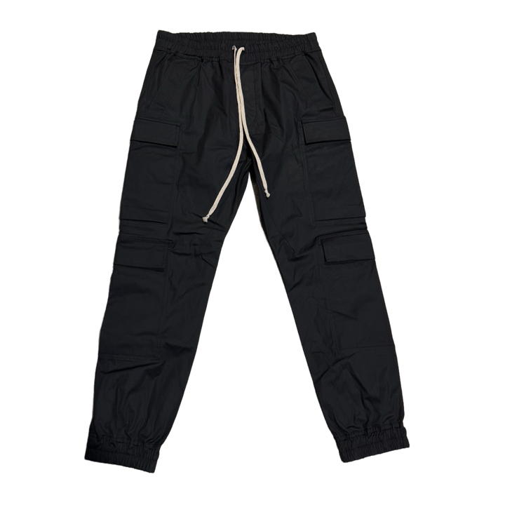 Rick Owens 'Black' Waxed Cargo Jogger Pants