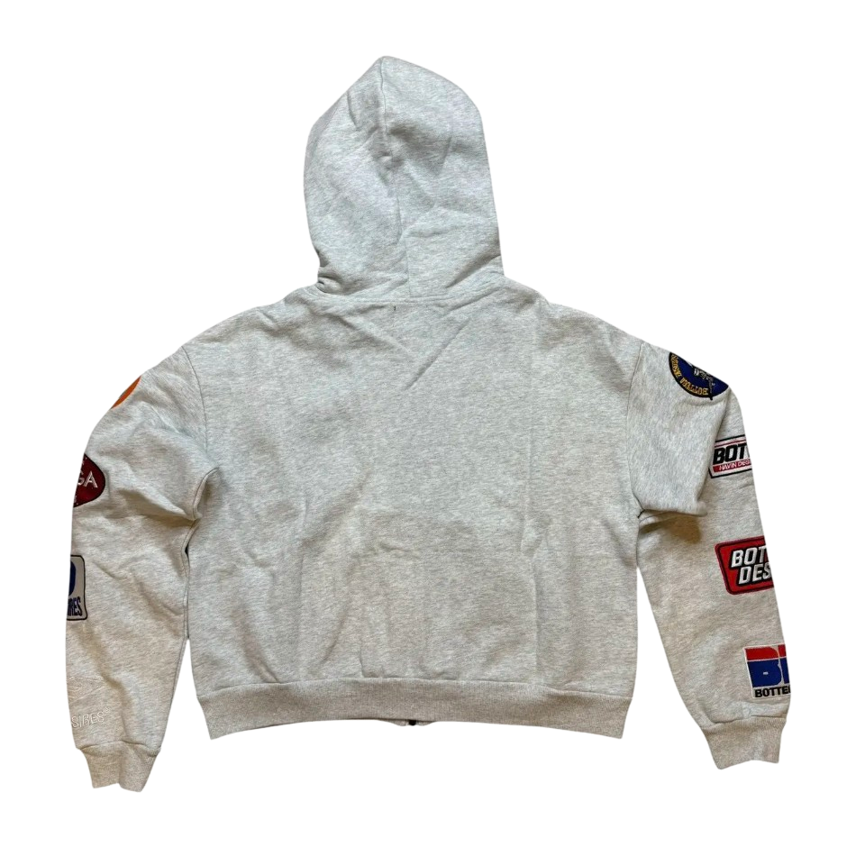Bottega Desires 'Patches' Grey Zip Up Hoodie