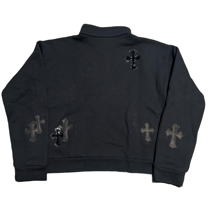 Chrome Hearts 'Cross Pony Patent Leather Patch' Black Quarter Zip