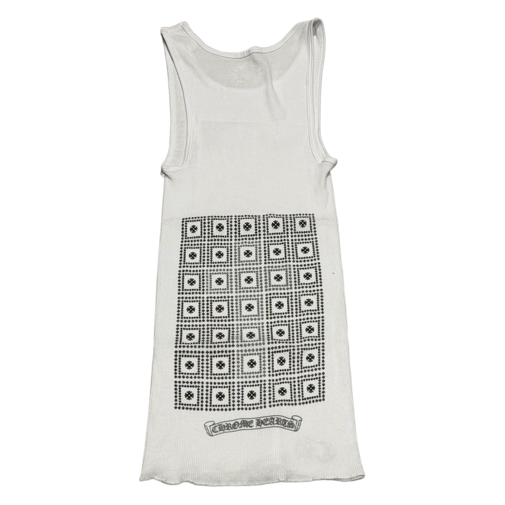 Chrome Hearts 'Silver Plus Cross' White Tank Top