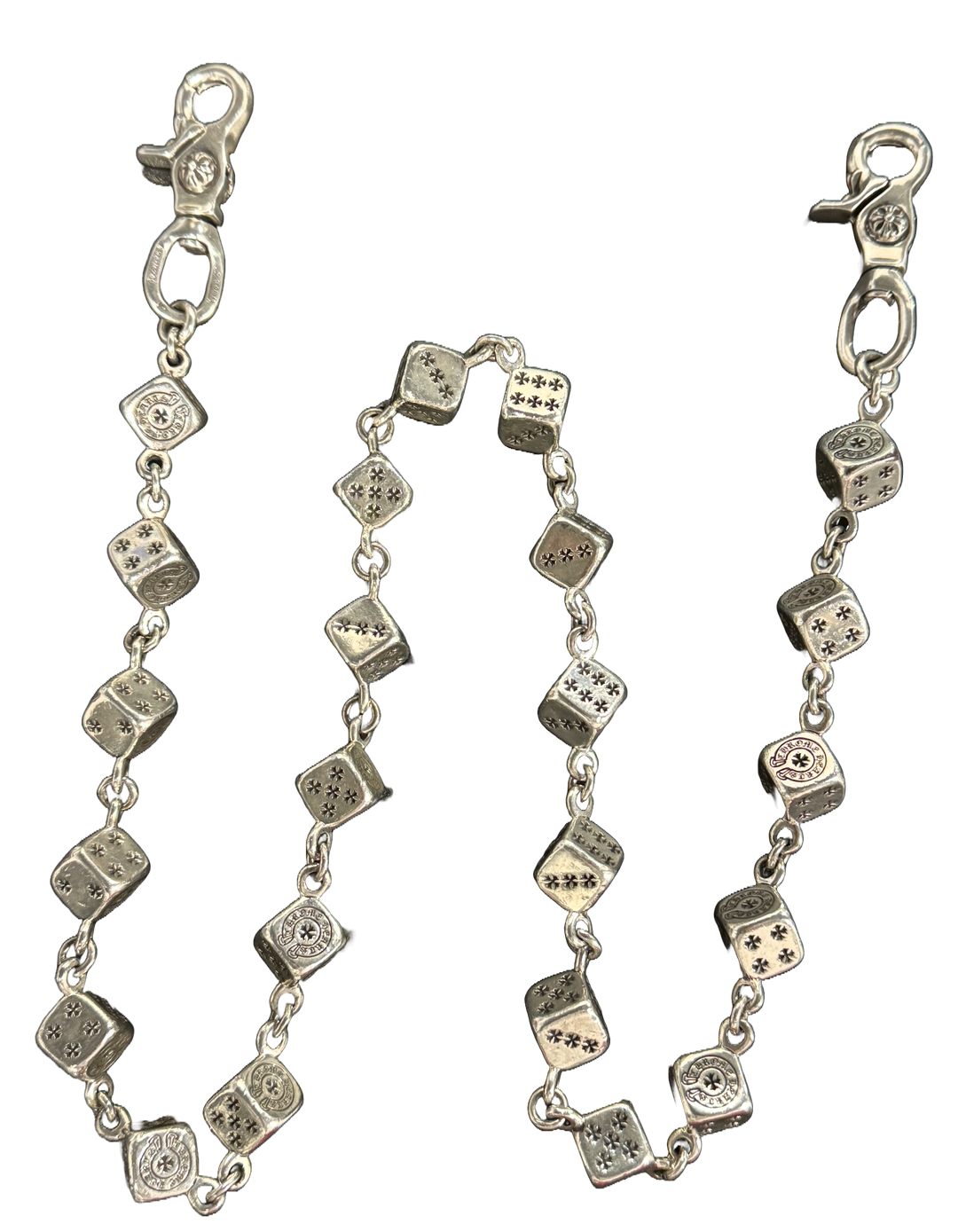 Chrome Hearts 'Jumbo Dice' 38in Silver Wallet Chain