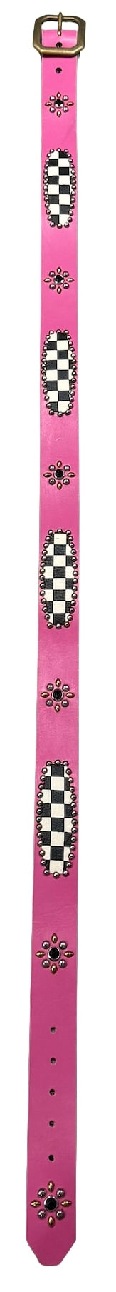 Studded 'Checkered/Sun Gem' Pink Belt