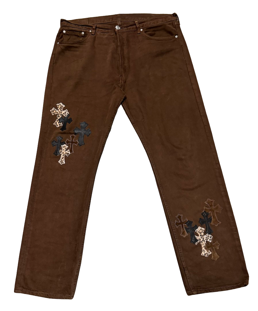 Chrome Hearts 'Cheetah' 26 Patch Brown Jeans