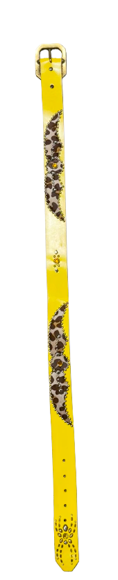 Studded 'Cheetah Fur Spider Gem' Yellow Belt
