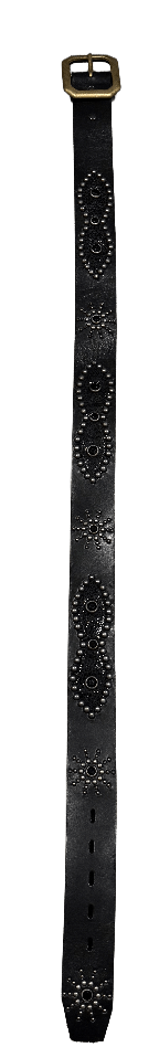 Studded 'Black Leather Sun Gem' Black Belt