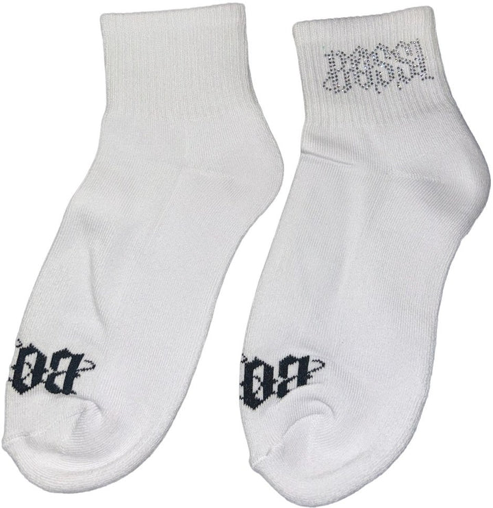 Bossi 'Light Silver Logo' Rhinestone Socks