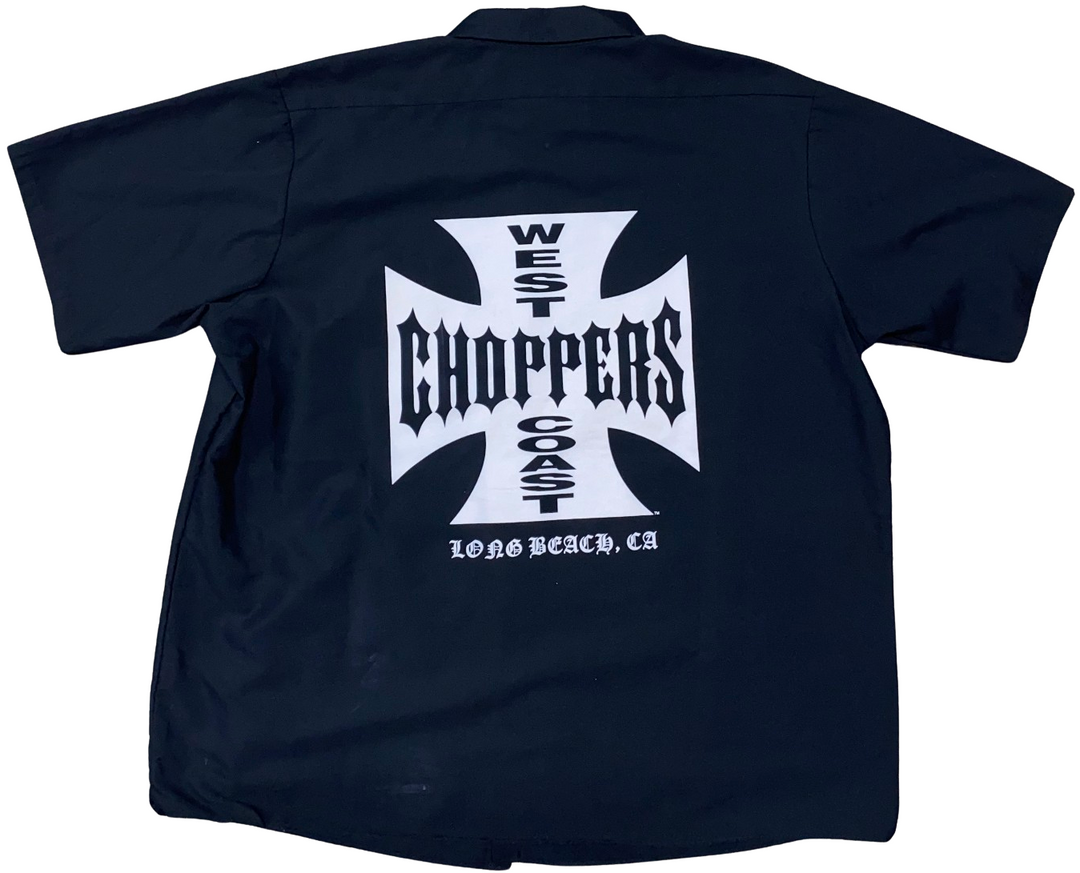 West Coast Choppers 'Long Beach' Navy Blue Vintage Button Up