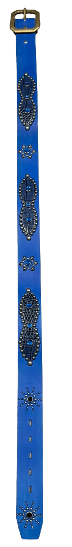Studded 'Blue Snakeskin Sun Gem ' Blue Belt