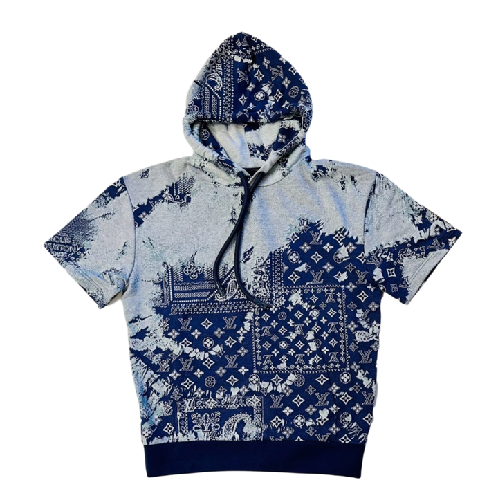 Louis Vuitton Monogram Bandana Short Sleeve Hoodie in Blue