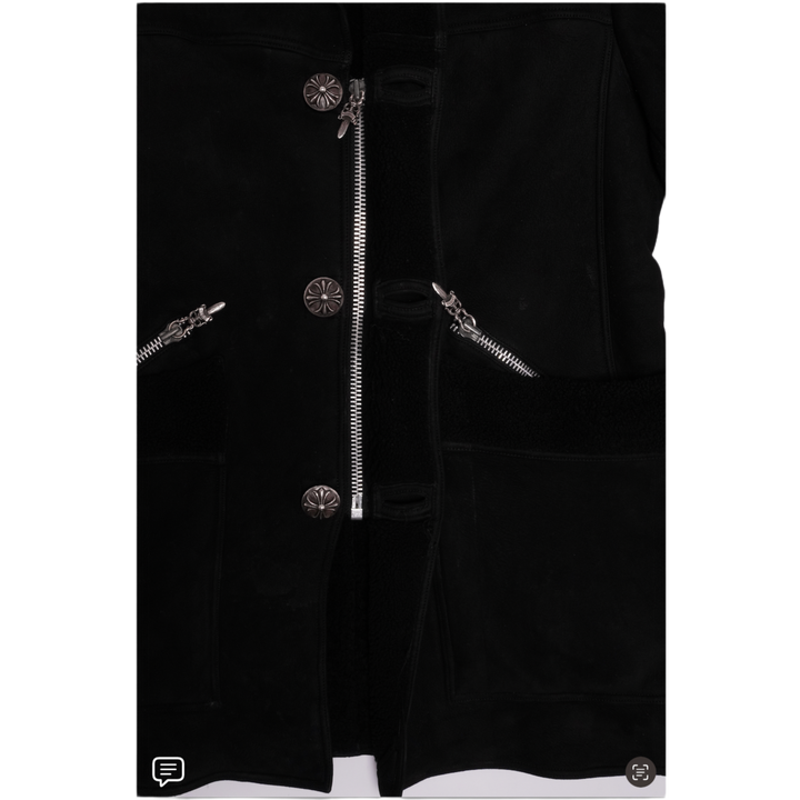 Chrome Hearts 'Suede Nubuk Leather' Zip Up Button Shearling Jacket