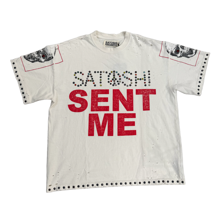 Satoshi Nakamoto 'Sent Me' White Tee