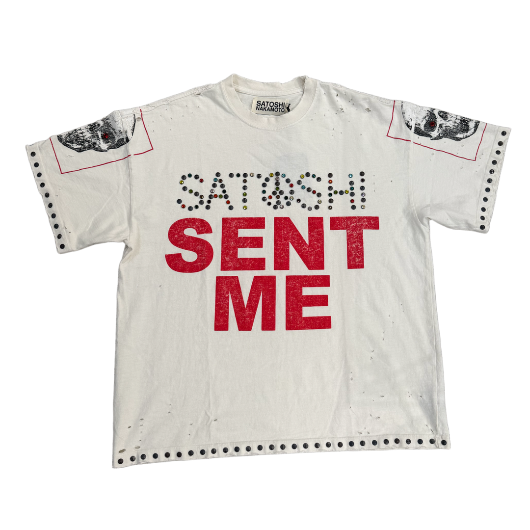 Satoshi Nakamoto 'Sent Me' White Tee