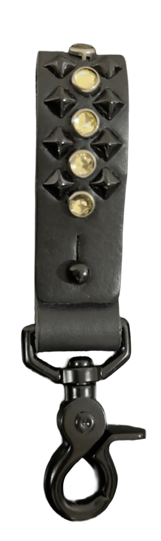 Studded Leather Keychain 'Black/Reflective'