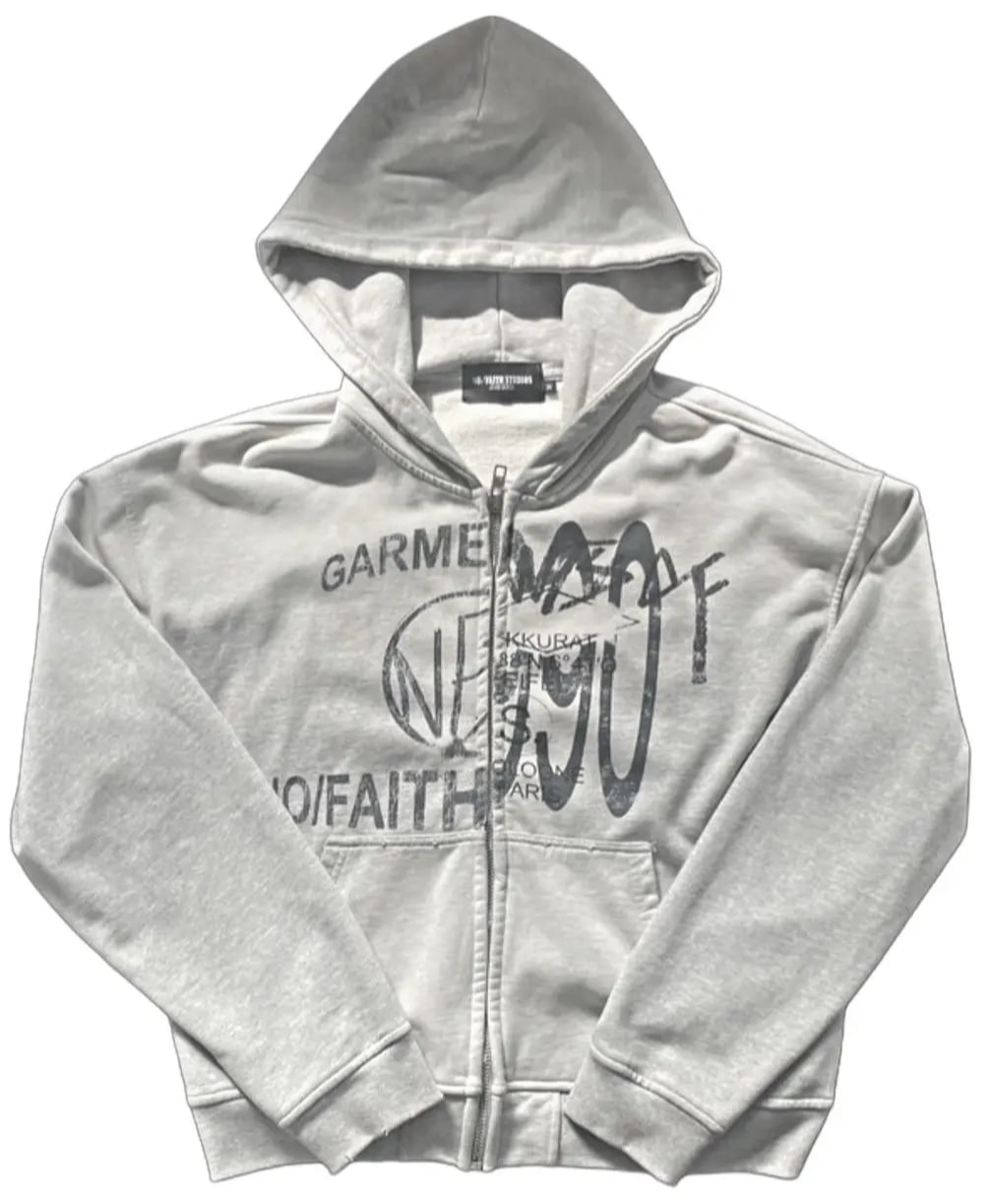 No Faith Studios 'Grey' Zip Up Hoodie