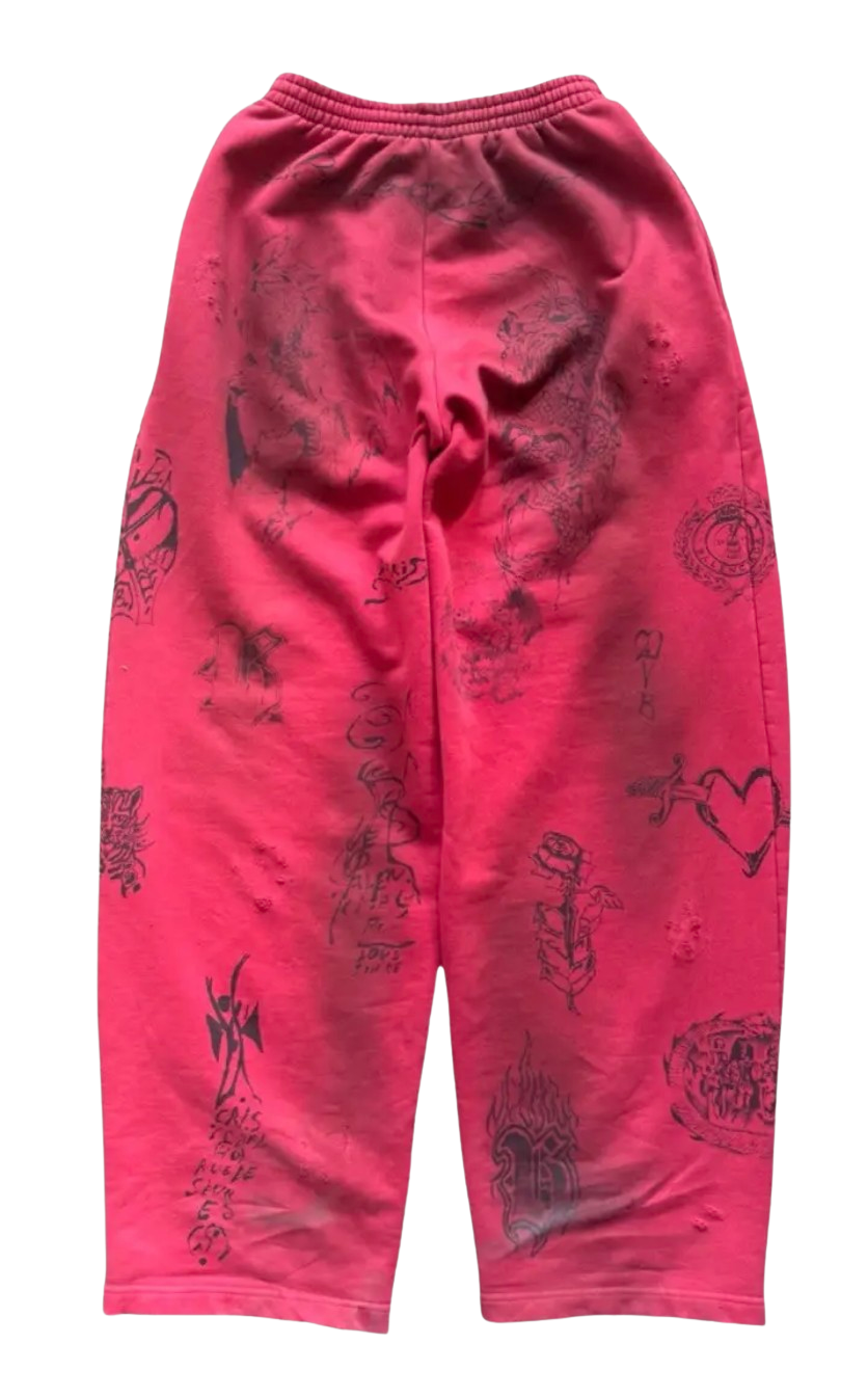 Balenciaga 'Tattoo' Red Sweatpants
