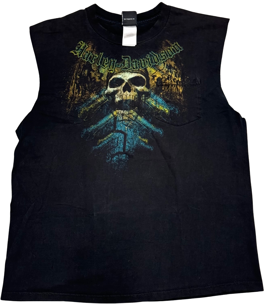 Harley Davidson 'Pirate Skull' Vintage Cutoff Pocket Tee