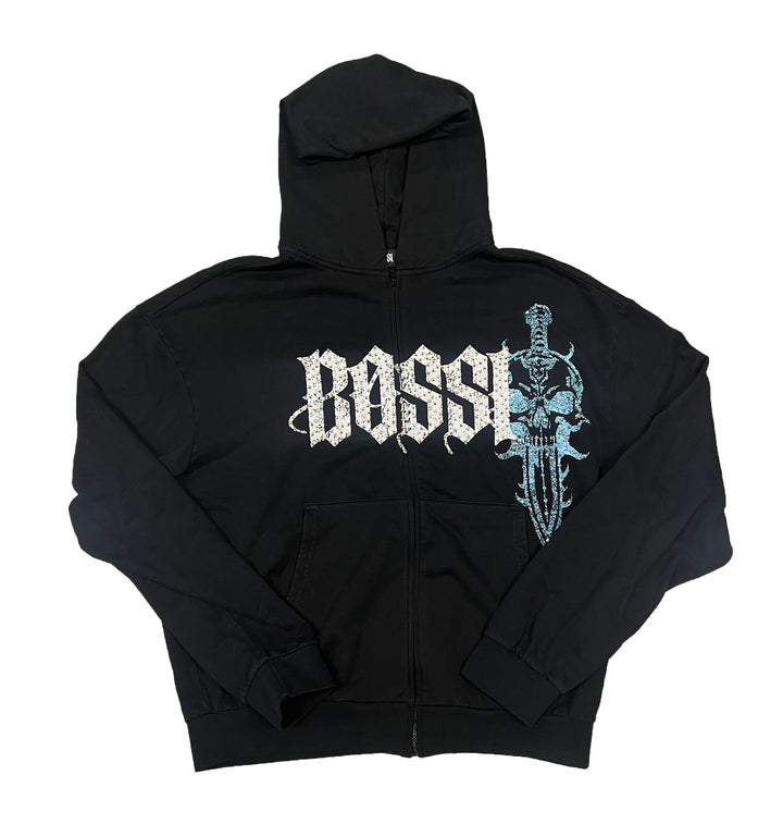 Bossi 'Light Blue Dagger' Black Zip-Up