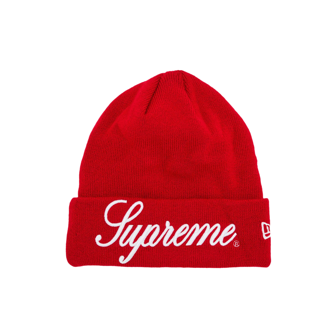 Supreme New Era Script Beanie Red