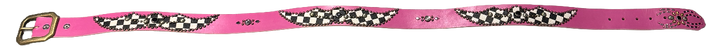 Studded 'Checkered Leather/ Spider Gem' Pink Belt