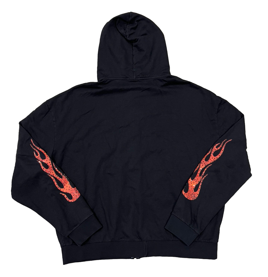Bossi 'Black and Orange' Rhinestone Zip-Up