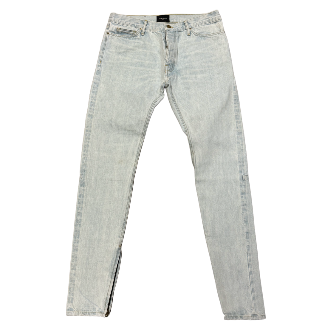 Fear of God 'Light Wash' Slim Fit Zipper Jeans