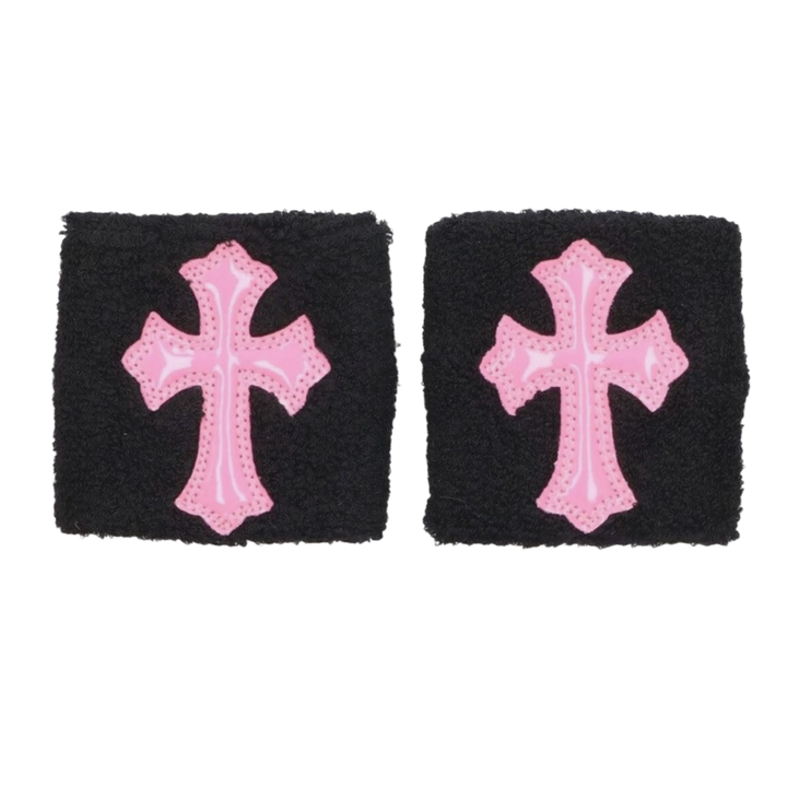 Chrome Hearts 'Pink Cross' Patent Wristbands