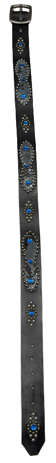 Studded 'Blue Snakeskin Gem' Black Belt