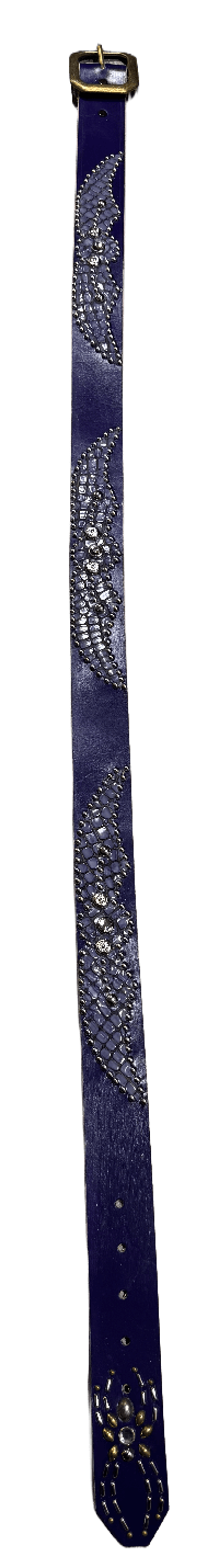 Studded 'Purple Scale' Spider Gem Purple Leather Belt