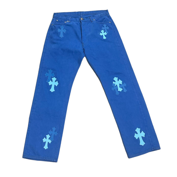 Chrome Hearts 'London Exclusive Blue Cross Patch' Jeans