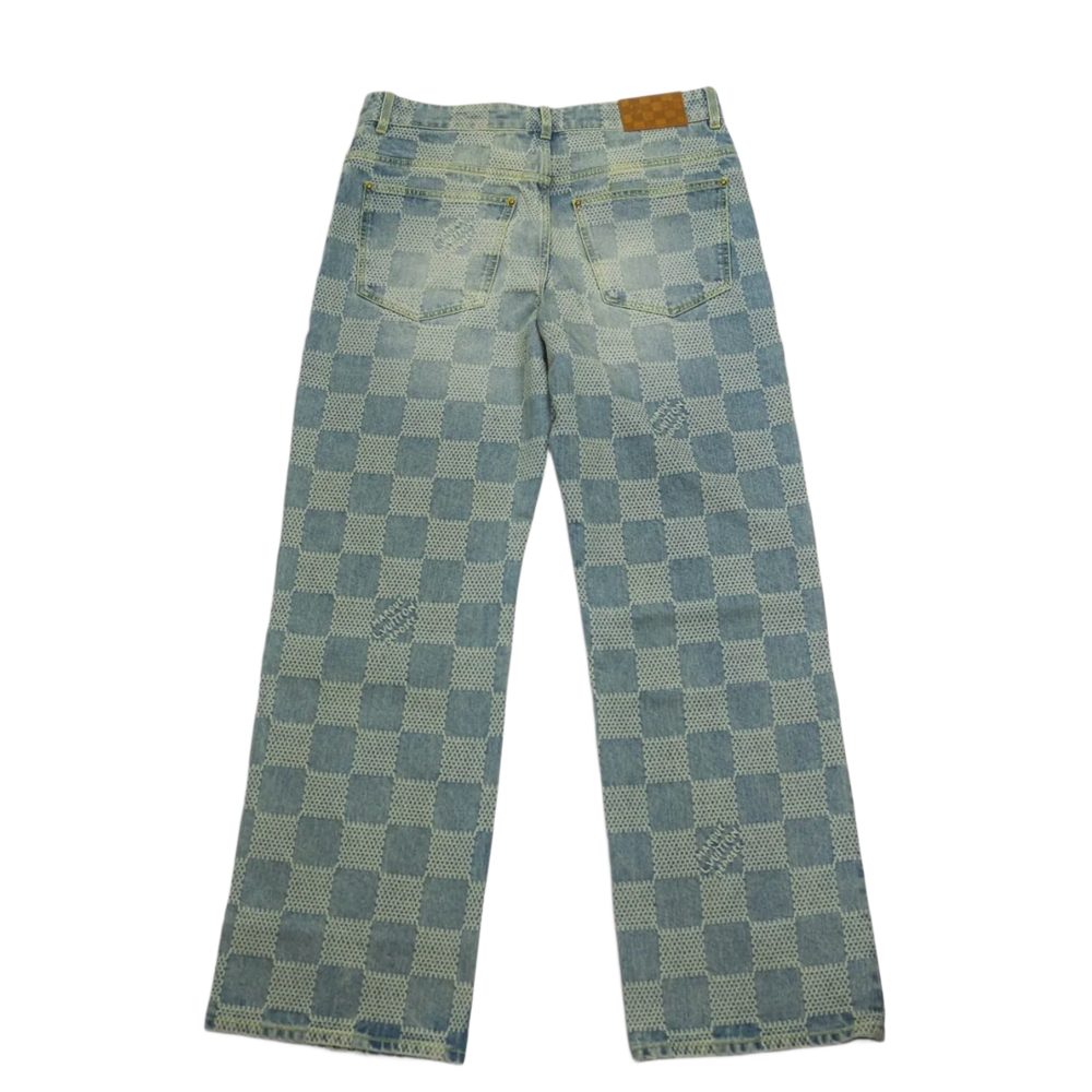 Louis Vuitton '3D Damier' Jacquard Denim Skate Jeans