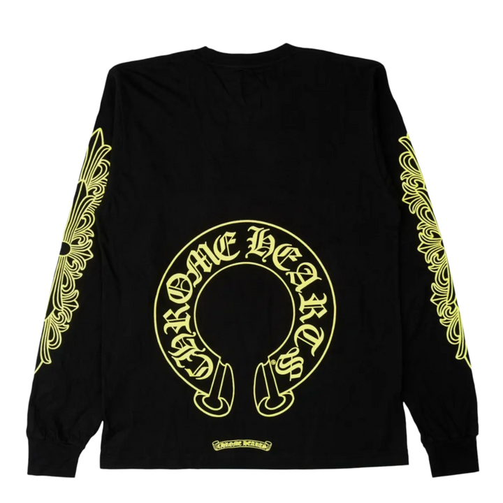 Chrome Hearts 'Neon Horseshoe' Floral Black Longsleeve Tee
