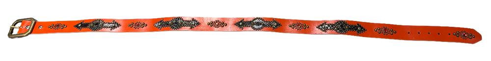 Studded 'Snakeskin Arrow Gem' Orange Belt