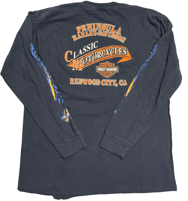 Harley Davidson 'Peninsula Redwood City' Vintage Longsleeve Black Tee