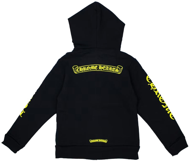 Chrome Hearts Kids 'Black/Yellow' Scroll Logo Hoodie