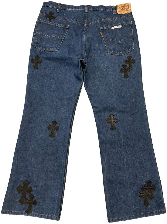 Chrome Hearts '20 Patch' Dark Blue Jeans