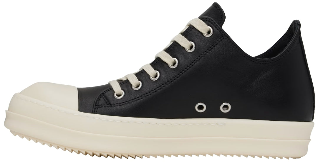 Rick Owens 'Black' Skinny Low Leather Sneakers