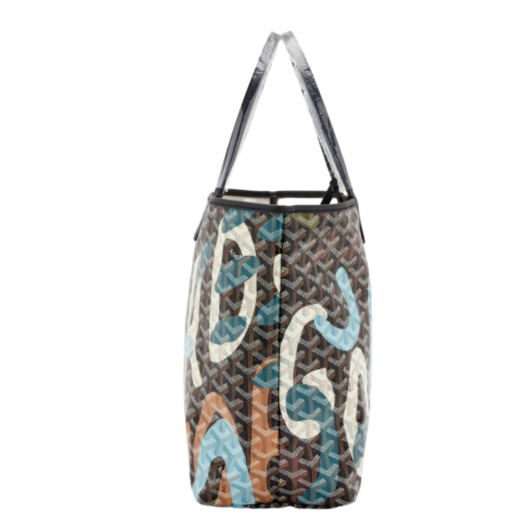 Goyard 'Blue Lettres Camouflage' Canvas Saint Louis PM Tote