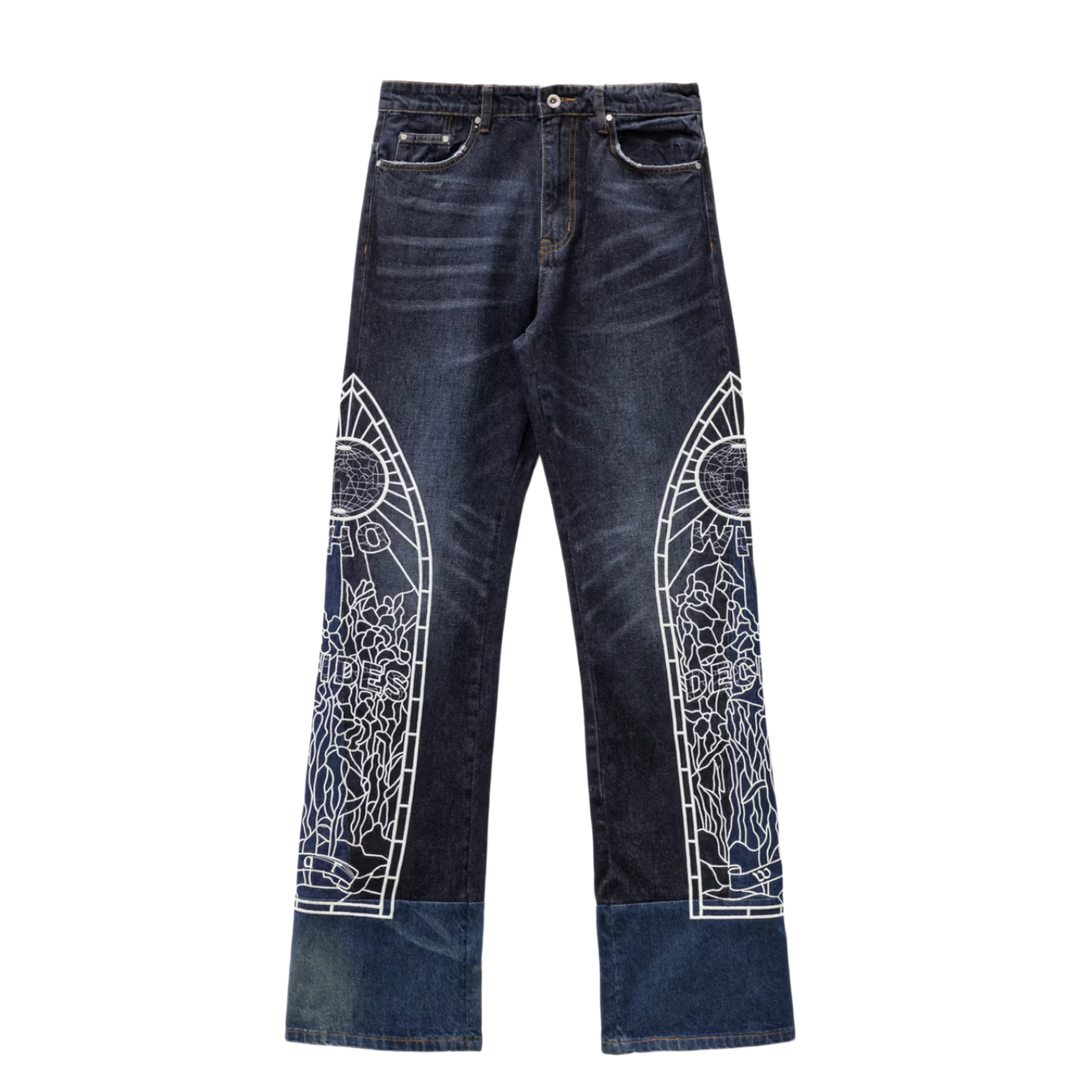 Who Decides War 'Indigo Cowboy Denim' Embroidered Jeans