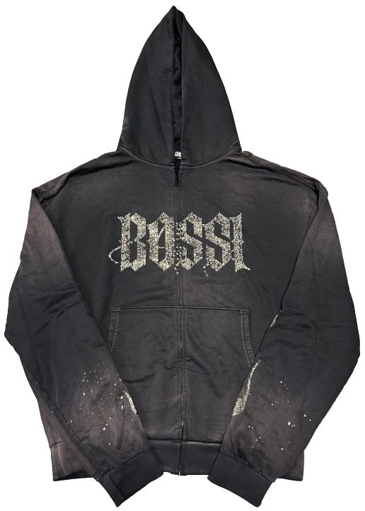 Bossi 'Grey Flames' Rhinestone Zip-Up Hoodie
