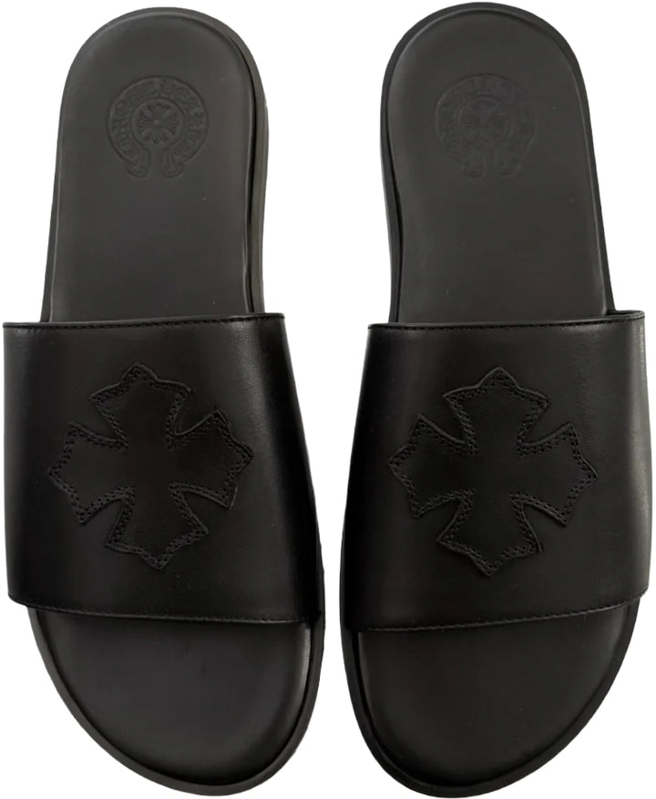 Chrome Hearts 'Cross Patch' Black Sandals