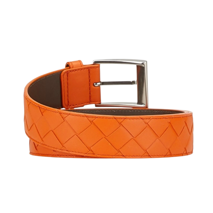 Bottega Veneta 'Intrecciato Orange' Leather Belt