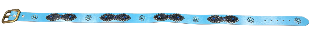 Studded 'Navy Scale/ Blue Gem Sun' Baby Blue Belt