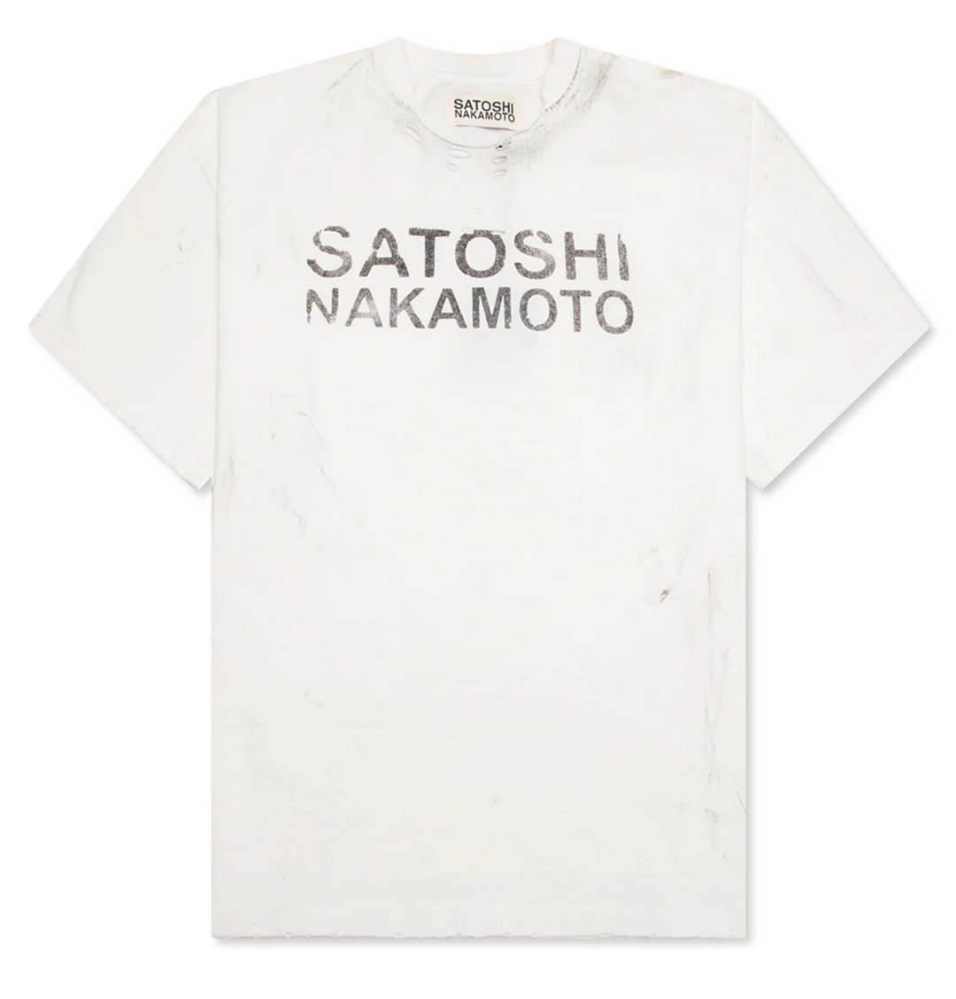 Satoshi Nakamoto Destroyed 'Luke' White Tee
