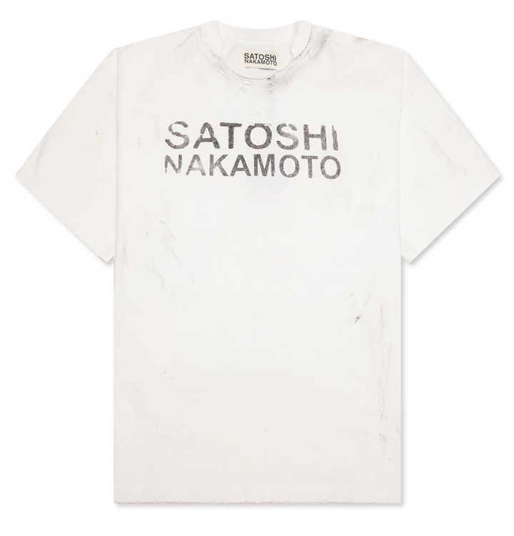 Satoshi Nakamoto Destroyed 'Luke' White Tee