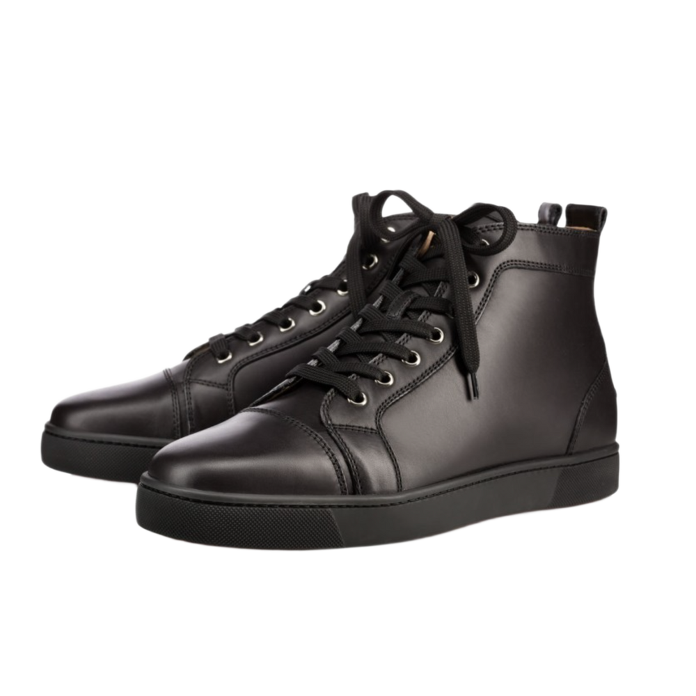 Christian Louboutin 'Black' High Top Leather Sneakers