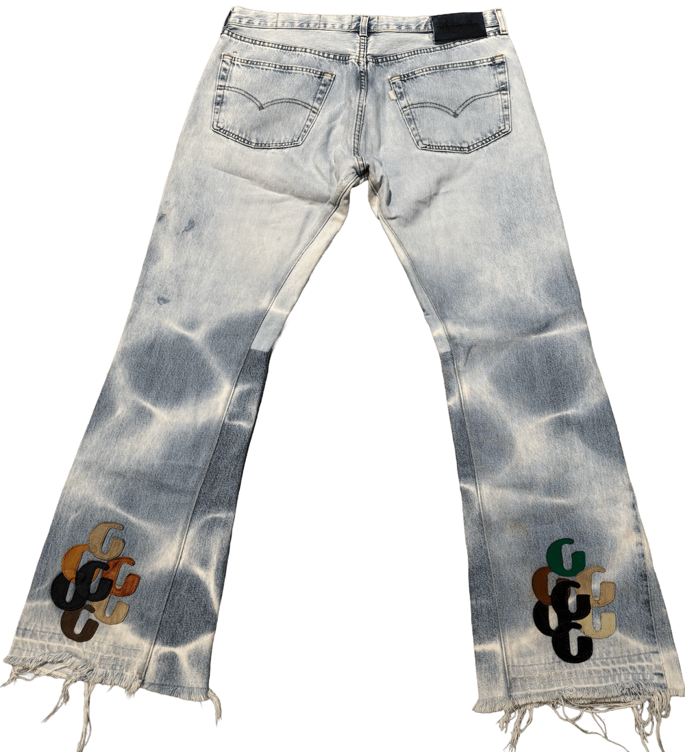 Gallery Dept 'Blue Sunfaded' G Patch Light Wash Flare Jeans