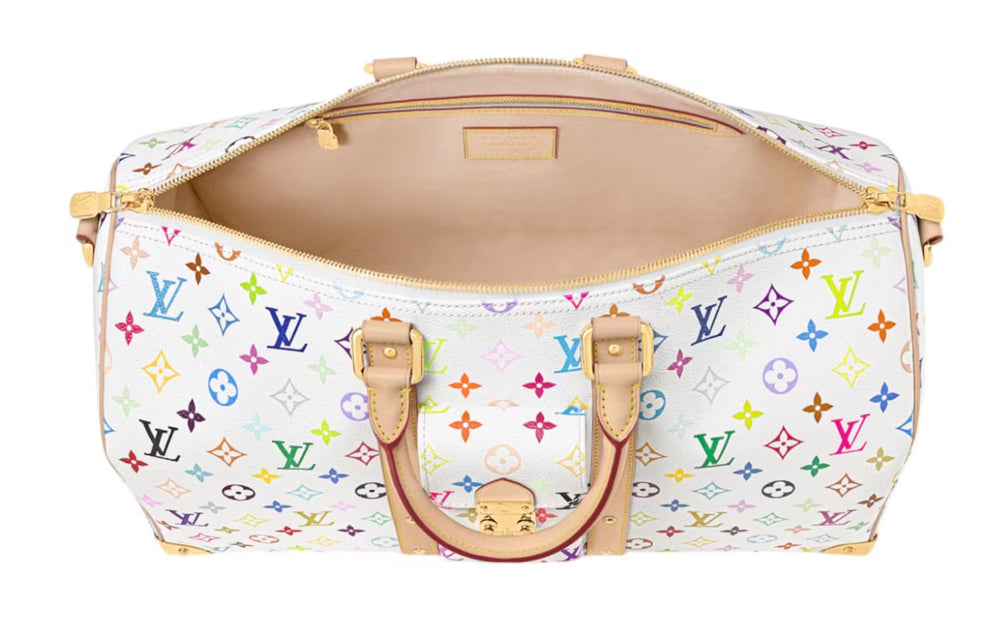 Louis Vuitton x Takashi Murakami 'White Multicolor' Keepall Bandouliere 45 Duffle Bag